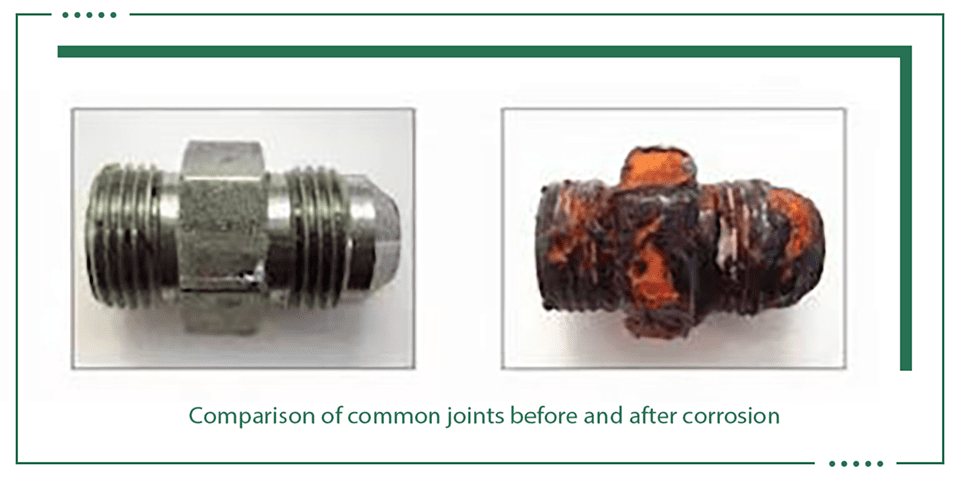 Comparison of common joints before and after corrosion