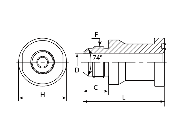 A drawing of DAJCM1334 flange adaptor.