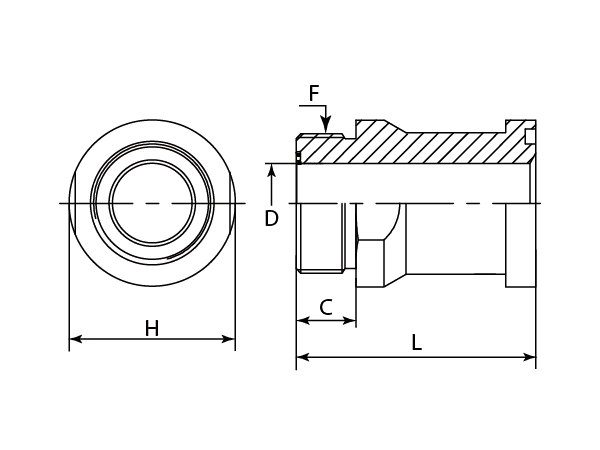 A drawing of DAOF51364 flange adaptor.