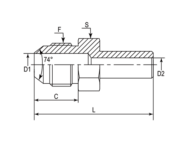 A drawing of DA-J hydraulic adaptor.