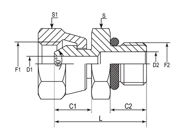 A drawing of DABP11525 hydraulic adaptor.