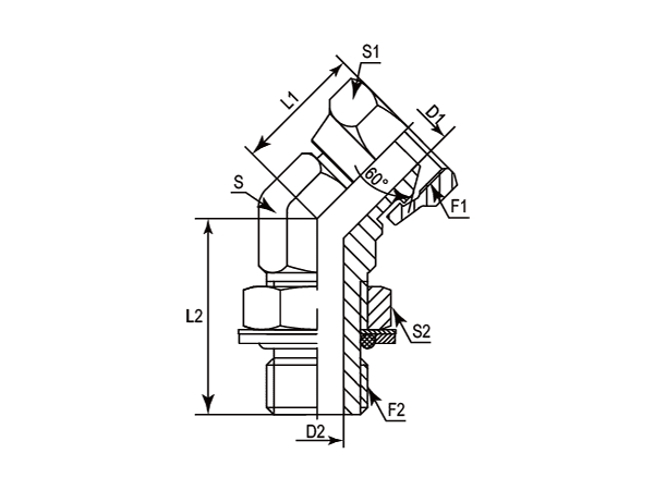 A drawing of DABP1406Q hydraulic adaptor.