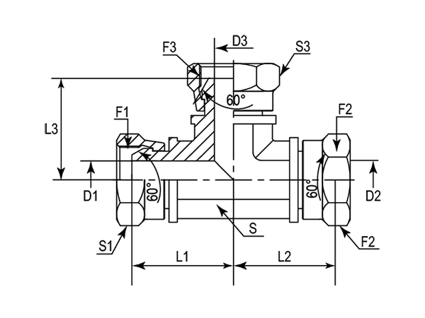 A drawing of DABP1T081 hydraulic adaptor.