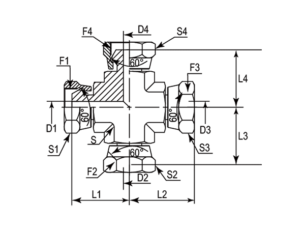 A drawing of DABP1X081 hydraulic adaptor.