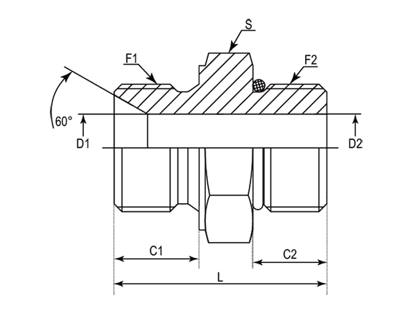 A drawing of DABPM1305 hydraulic adaptor.