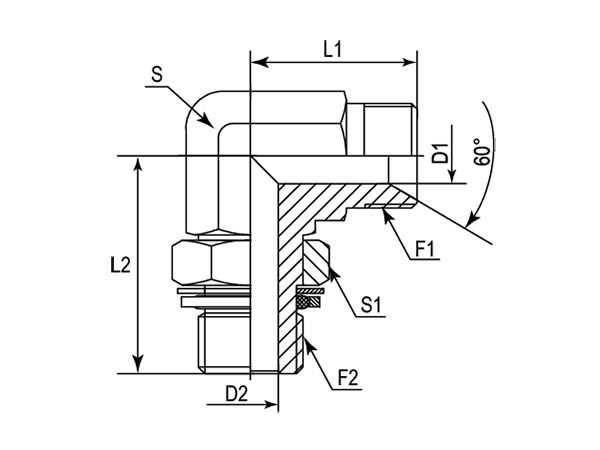 A drawing of DABPM906Q hydraulic adaptor.