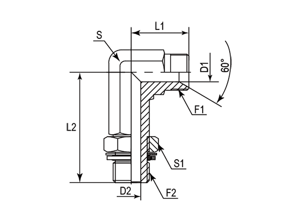 A drawing of DABPM906Y hydraulic adaptor.