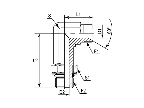 A drawing of DABPM952J hydraulic adaptor.