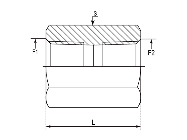 A drawing of DABTF107F hydraulic adaptor.