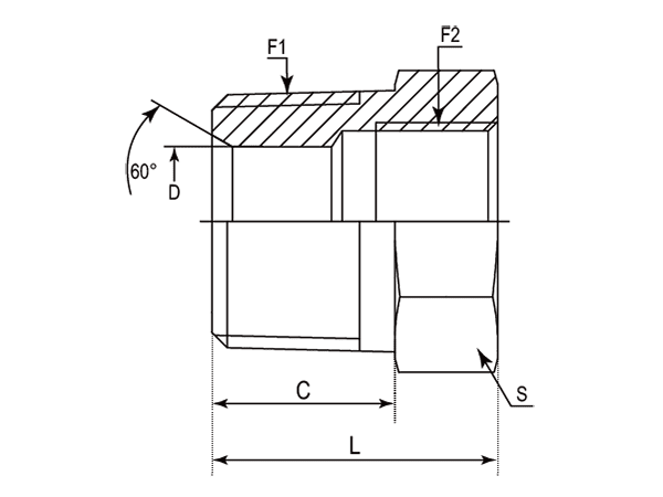 A drawing of DABTM105FR hydraulic adaptor.