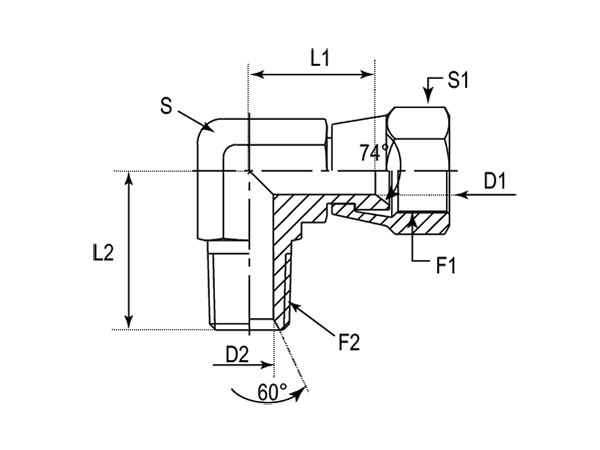 A drawing of DAJC1907M hydraulic adaptor.