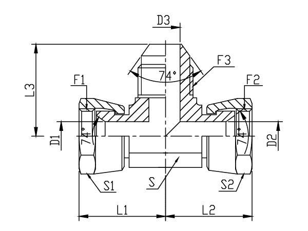 A drawing of DAJC1T25M hydraulic adaptor.