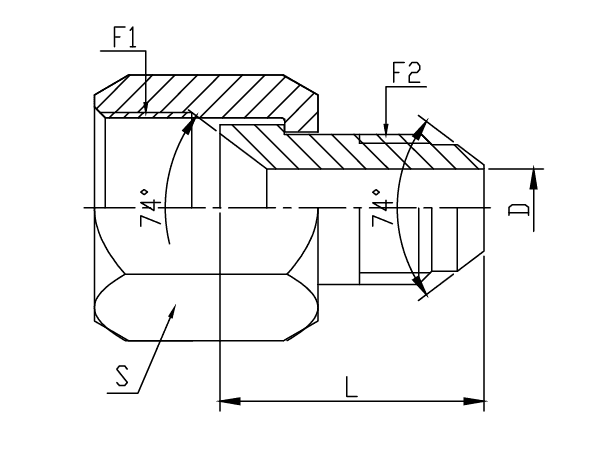 A drawing of DAJC3125M hydraulic adaptor.