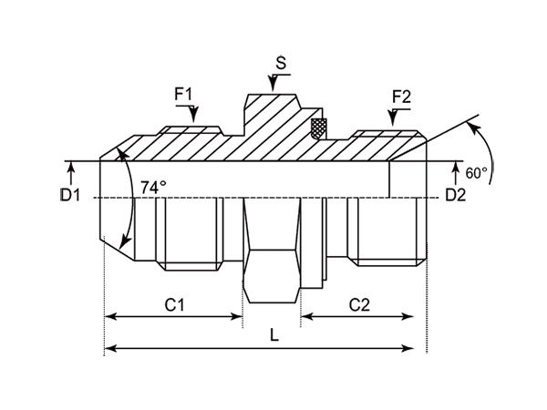 A drawing of DAJCM1061 hydraulic adaptor.