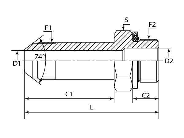 A drawing of DAJCM106Y hydraulic adaptor.