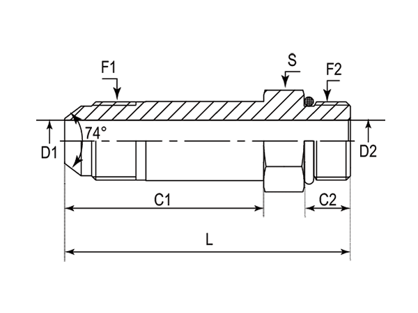 A drawing of DAJCM130J hydraulic adaptor.