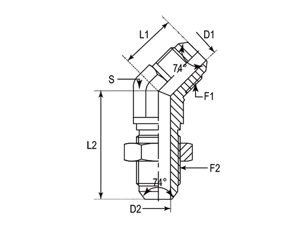 A drawing of DAJCM425T hydraulic adaptor.