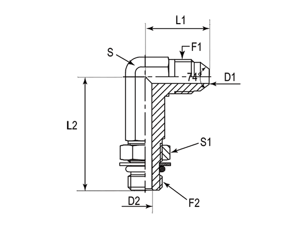 A drawing of DAJCM906J hydraulic adaptor.