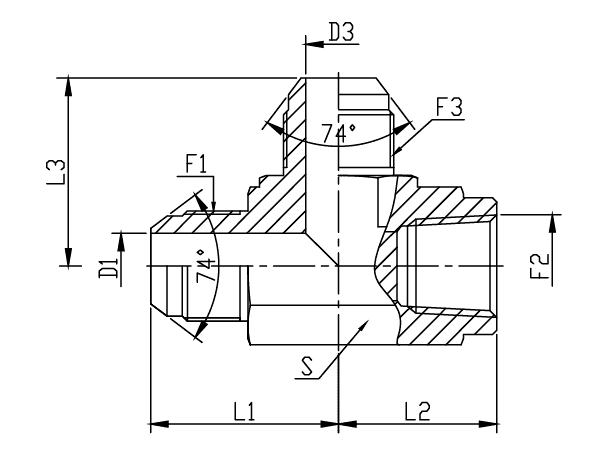 A drawing of DAJCML28F hydraulic adaptor.