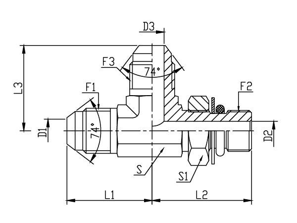 A drawing of DAJCML305 hydraulic adaptor.