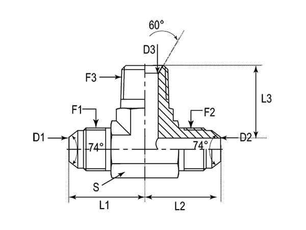 A drawing of DAJCMT28M hydraulic adaptor.