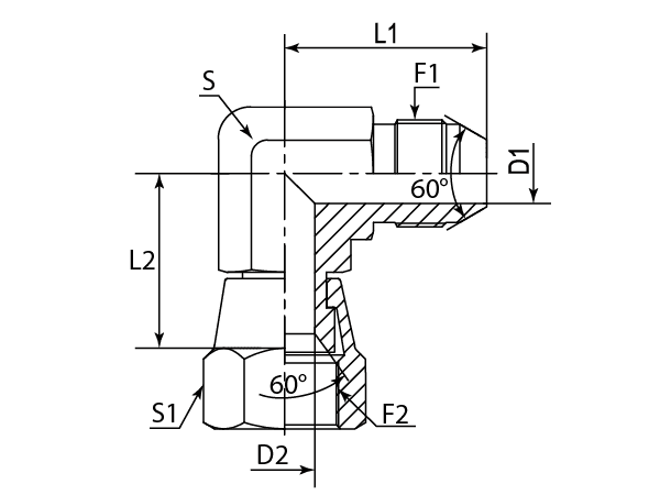 A drawing of DAJSBM9041 hydraulic adaptor.