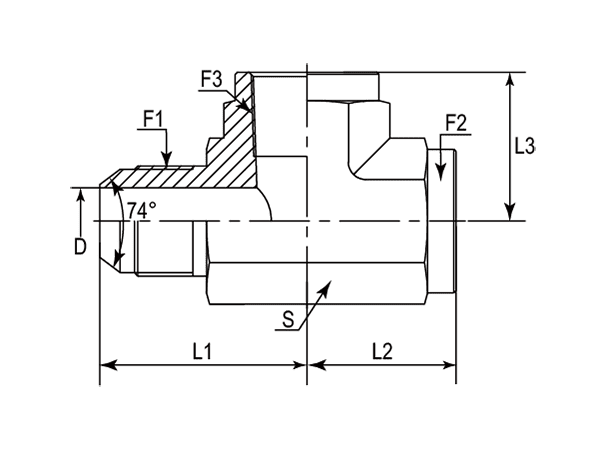 A drawing of DANPFL25M hydraulic adaptor.