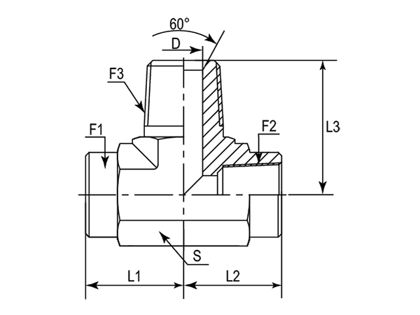 A drawing of DANPFT28M hydraulic adaptor.