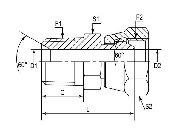 A drawing of DANPM1091 hydraulic adaptor.