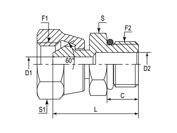 A drawing of DANPS1305 hydraulic adaptor.