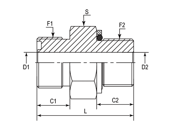 A drawing of DAOF5152Q hydraulic adaptor.