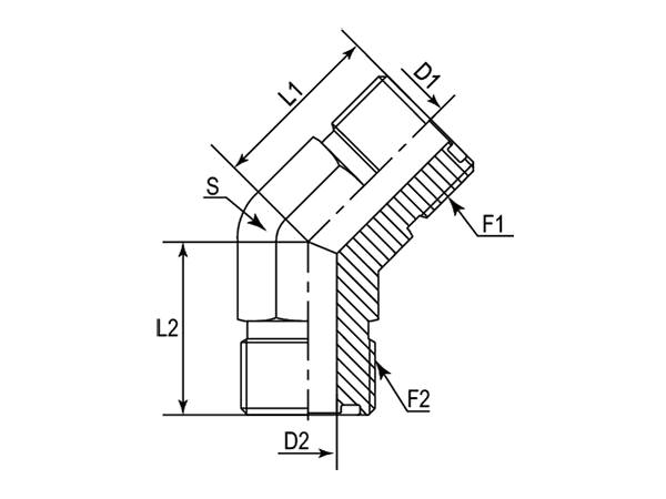 A drawing of DAOF54245 hydraulic adaptor.