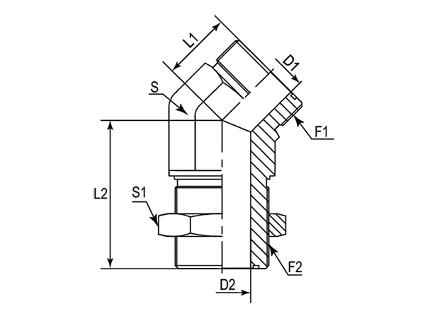 A drawing of DAOF5424T hydraulic adaptor.