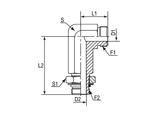 A drawing of DAOF5930J hydraulic adaptor.