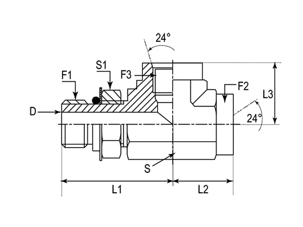 A drawing of DAUNFL305 hydraulic adaptor.