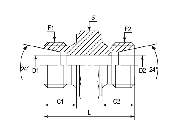 A drawing of DUR-LH hydraulic adaptor.