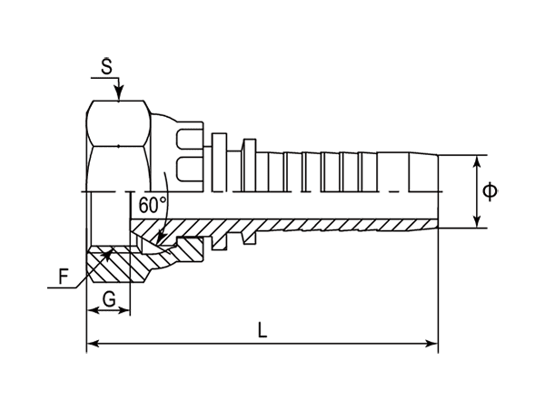 A drawing of DP1BPF straight hose fitting insert connector.