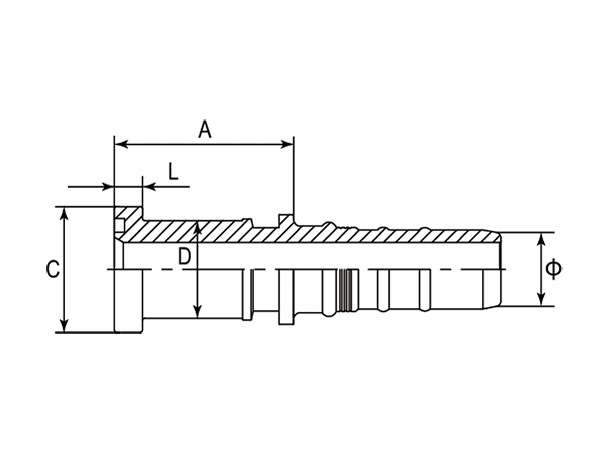 A drawing of DP1FS-R13 interlock hose fitting.