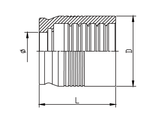 A drawing of DPF4T-NK no-skive ferrule.